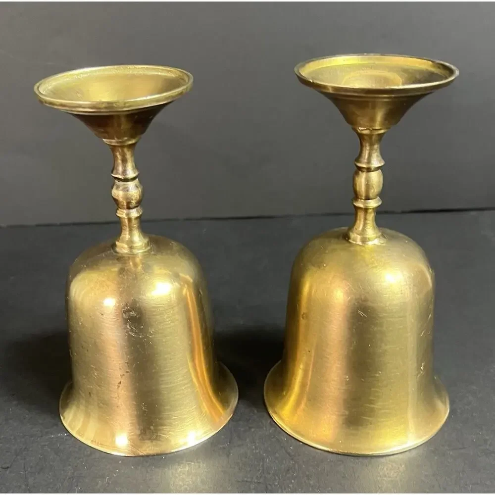Vintage Solid Brass Wine Goblets Made in India/Set of 2 5” Length